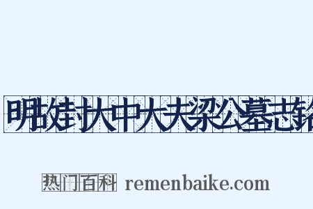 明故封大中大夫梁公墓志铭是什么意思的图片